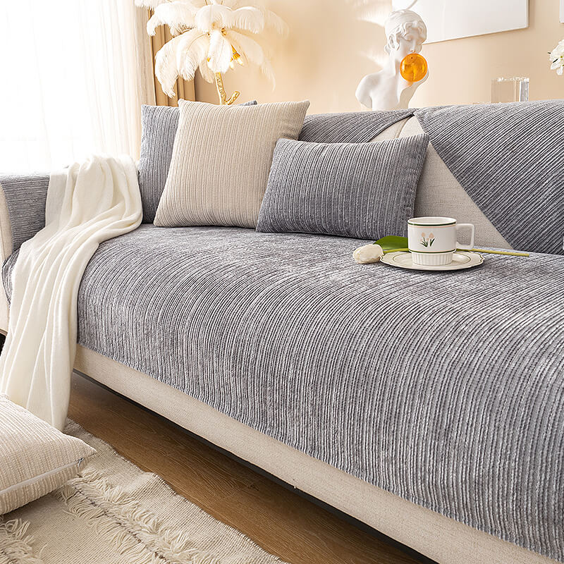 Simple Solid Color Chenille Scratch-resistant Protective Outdoor Couch Cover