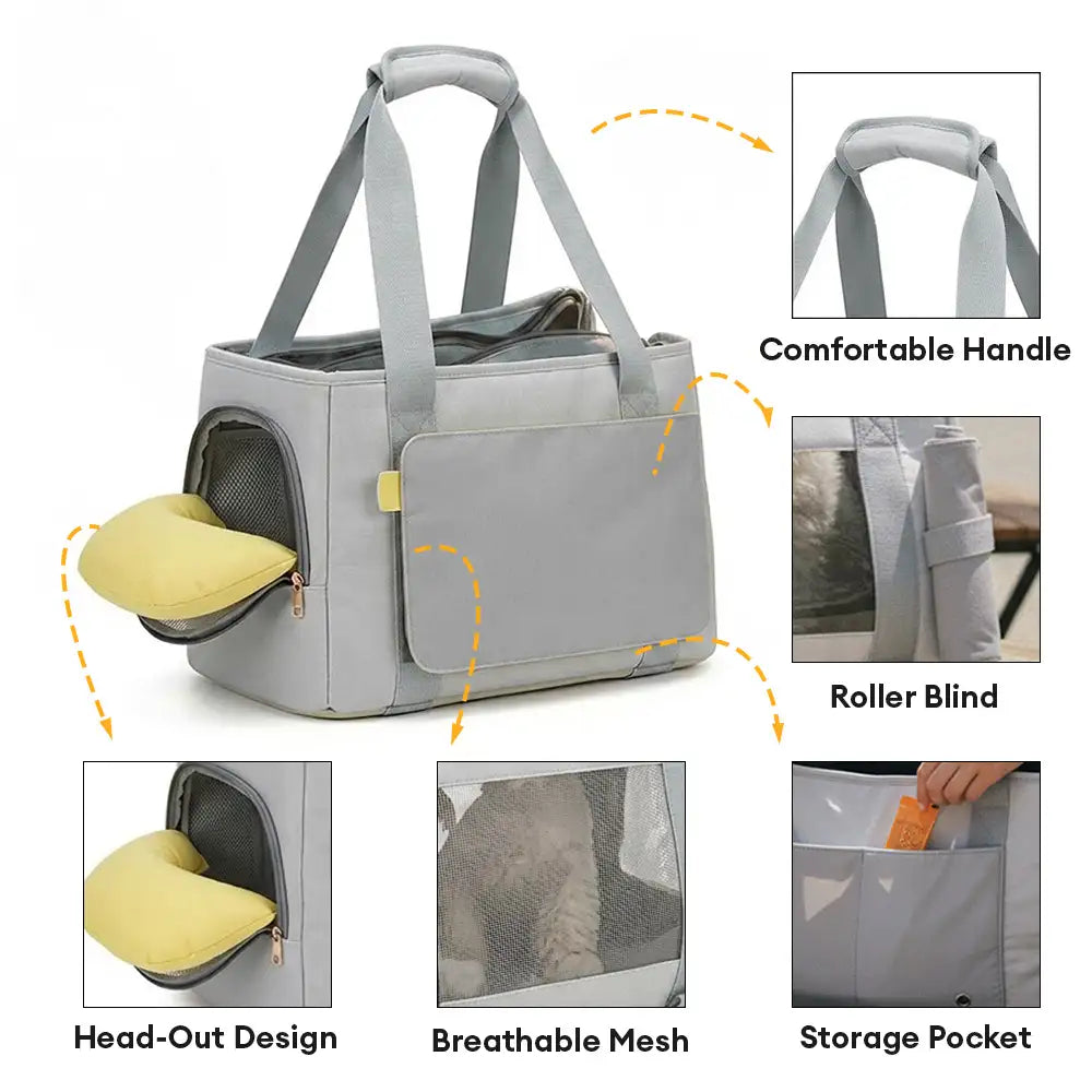 Soft-Sided Breathable Cat Carrier Shoulder Bag with Removable Pad