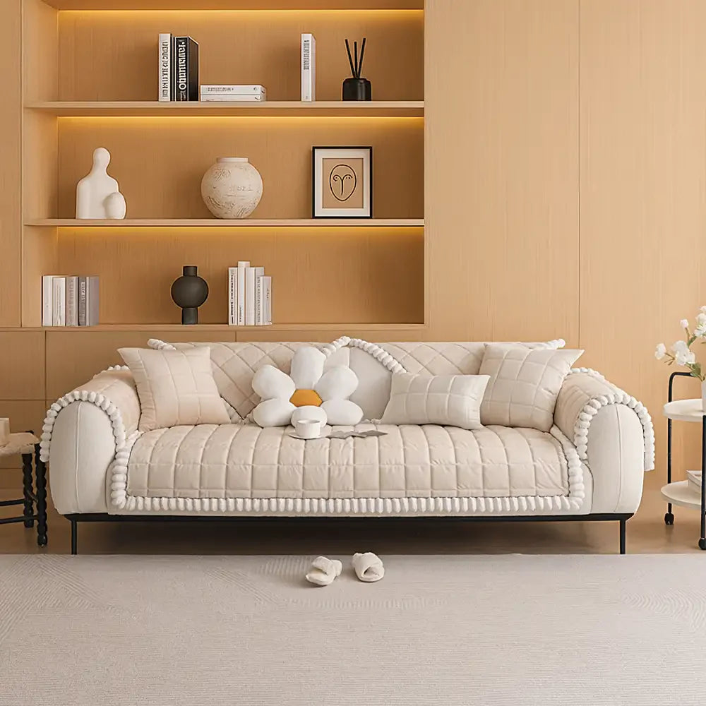 Square Short Plush Simple Sofa Protection Non-Slip Couch Cover