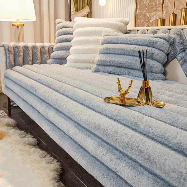 Striped Thickened Plush Non-slip Couch Cover
