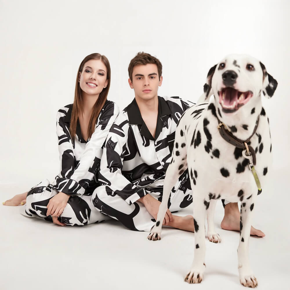 Stylish Patterned Skin-Friendly Cozy Pet Hair Resistant Women's Nightdress Pajama Set