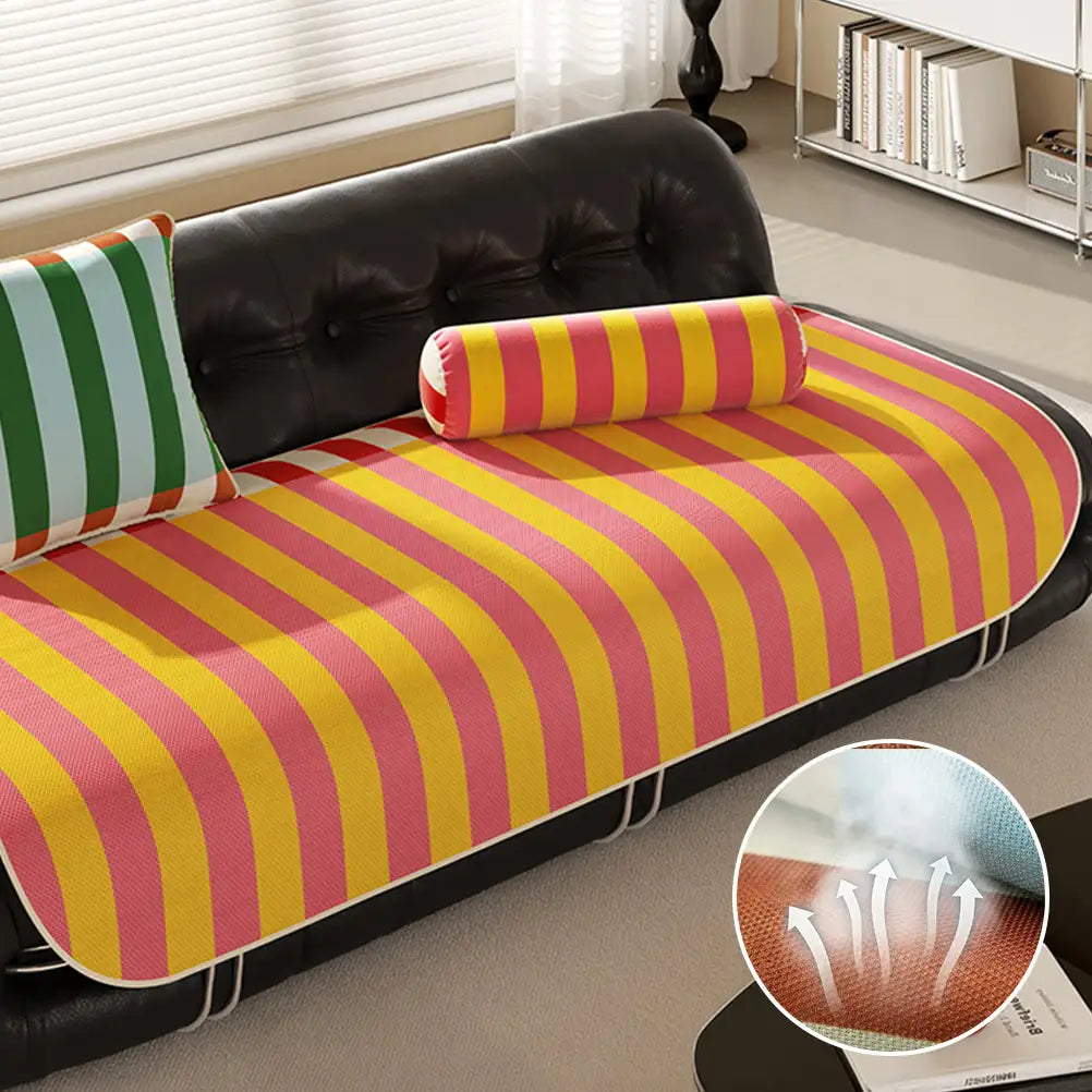 Stylish Striped Ice Silk Breathable Non-Slip Couch Cover