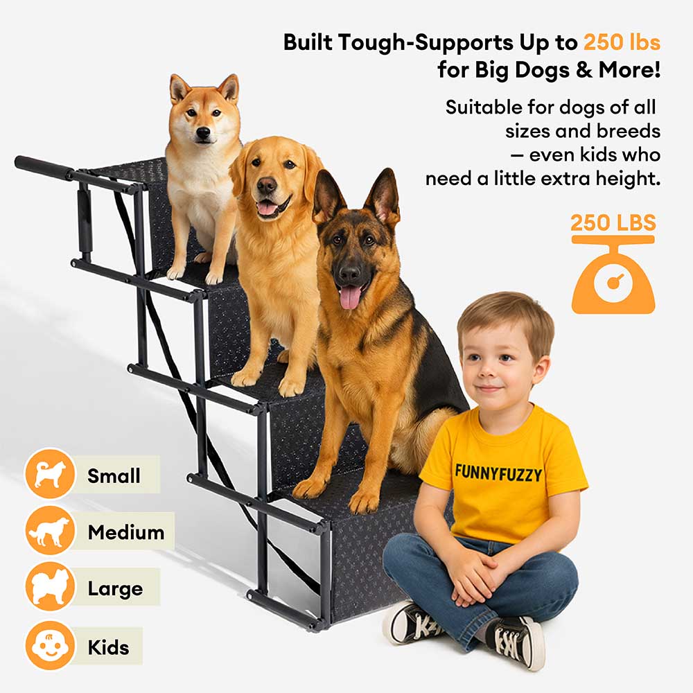Travel Portable Foldable 4-Steps Non-Slip Dog Car Stairs