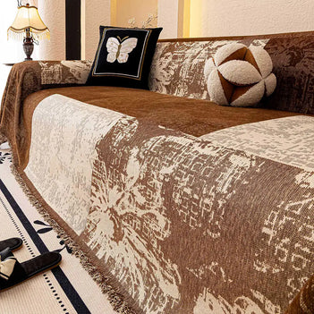 Vintage Botanical Jacquard Chenille Sofa Scratch-Resistant Couch Cover