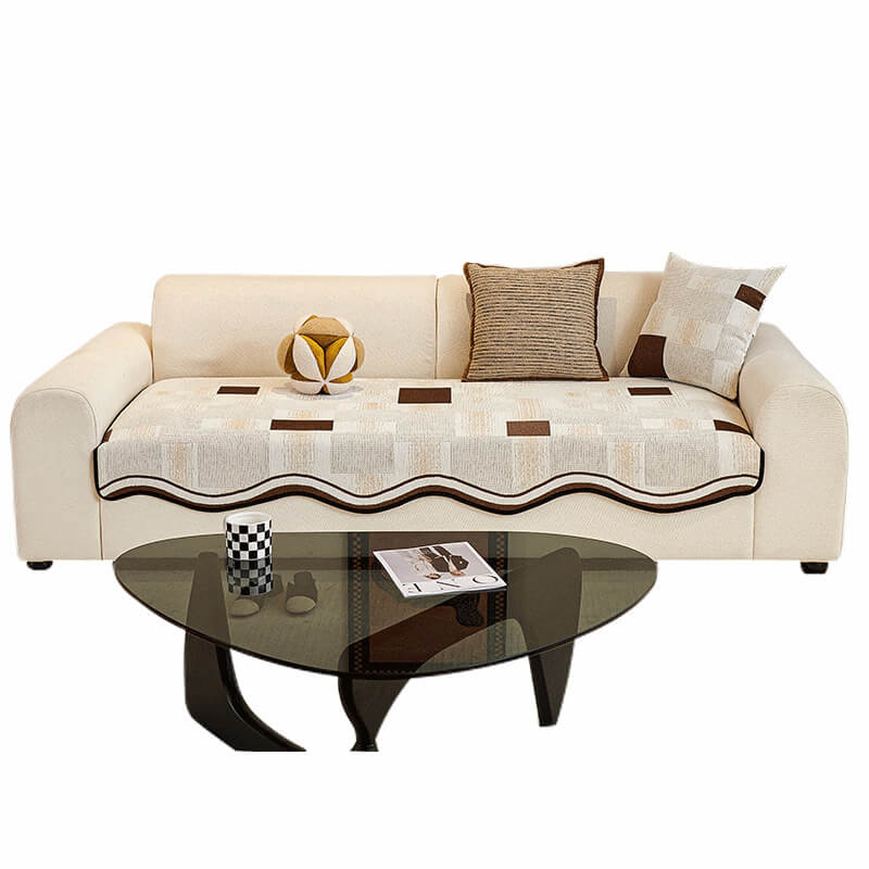 Vintage Chenille Irregular Patchwork Couch Cover