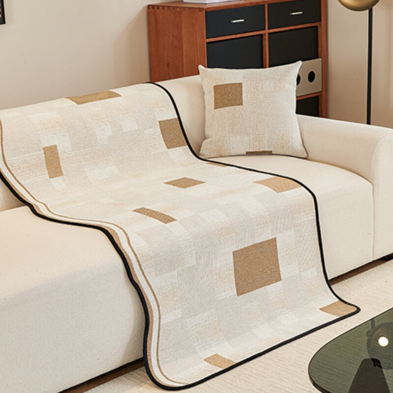 Vintage Chenille Irregular Patchwork Couch Cover