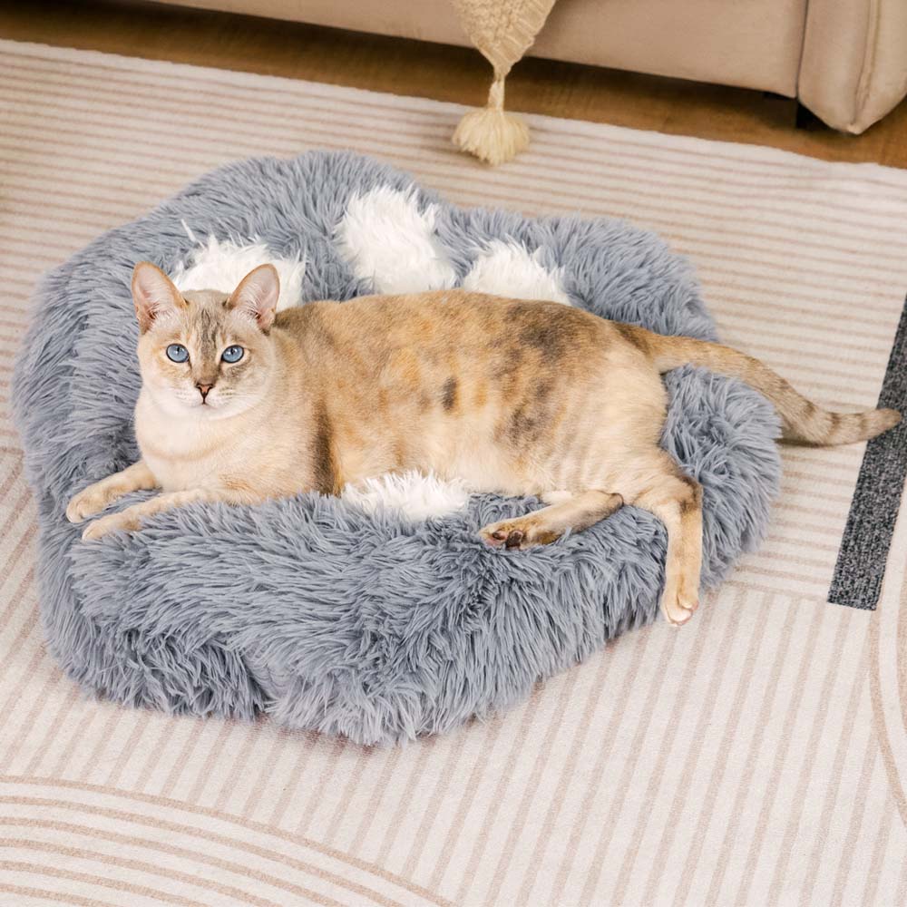 Washable Fluffy Non-Slip Cosy Cat Bed-Paw Spot