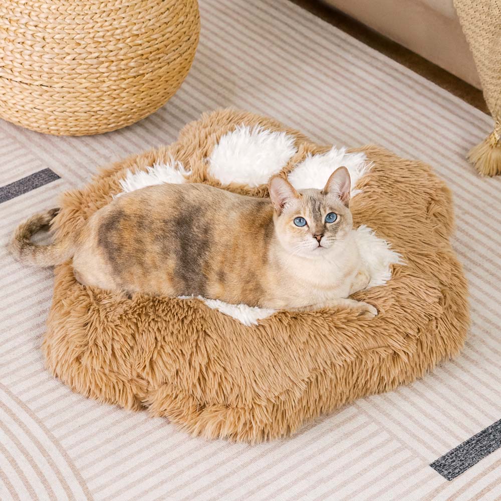 Washable Fluffy Non-Slip Cosy Cat Bed-Paw Spot