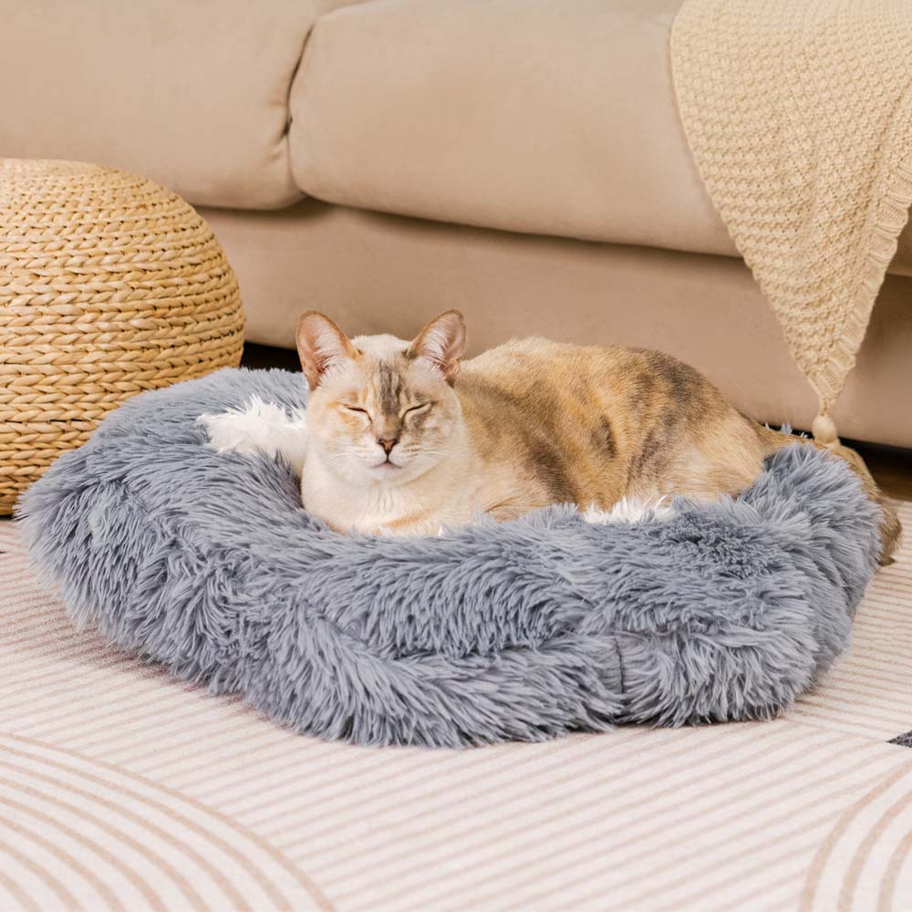 Washable Fluffy Non-Slip Cosy Cat Bed-Paw Spot