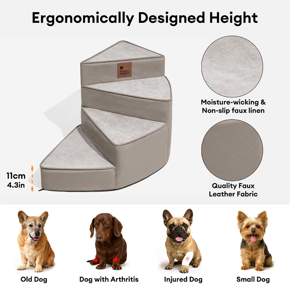 Luxe Water-repellent Faux Leather Removable Spiral Pet Stairs - Pet-Friendly Bedroom