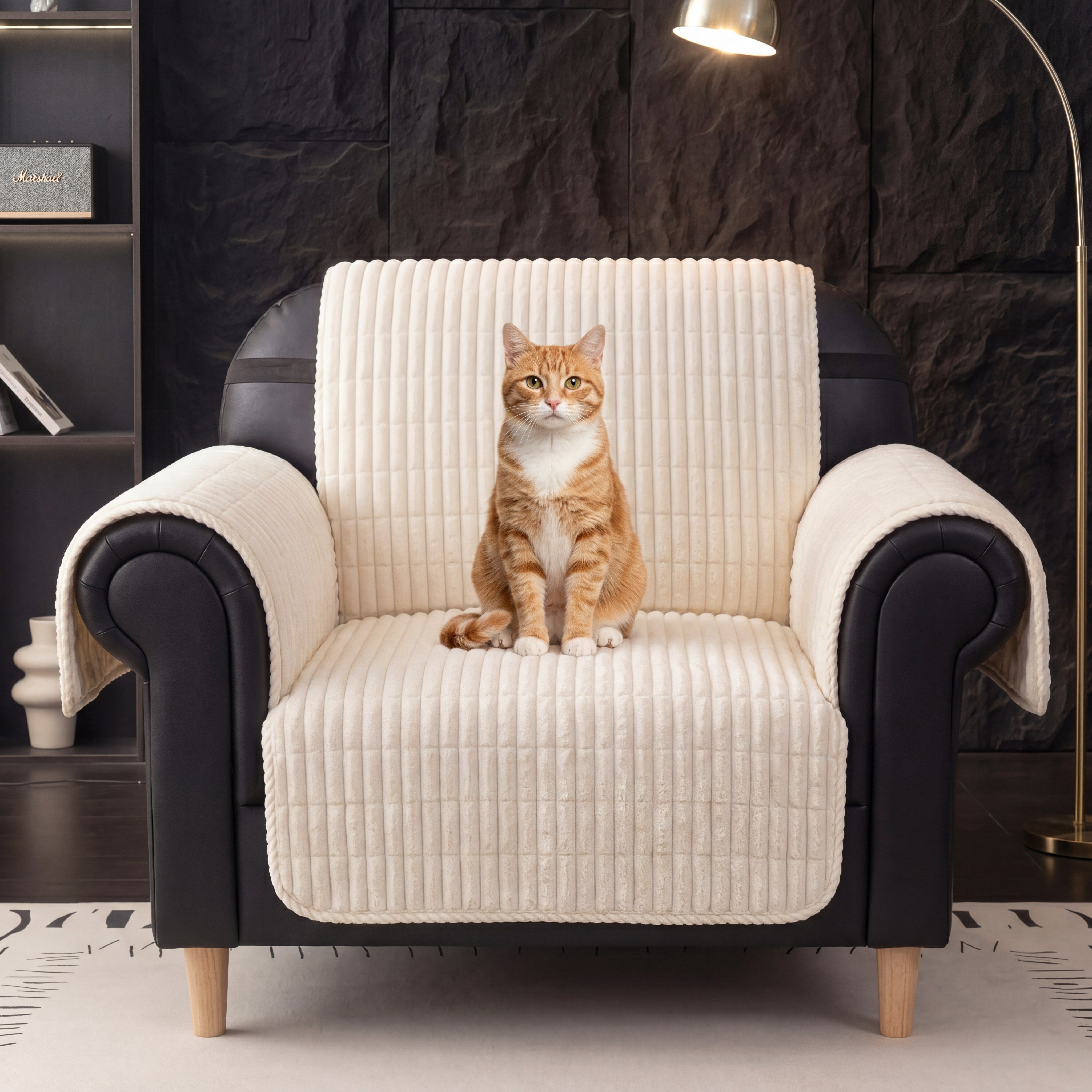 Waterproof One-Piece Cozy Flannel Sofa Protection Non-Slip Recliner Chair Covers