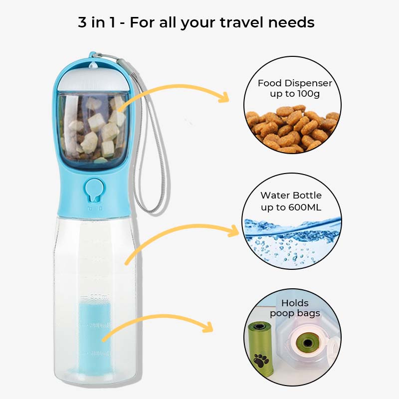 3 in 1 Multifunctional Portable Dog Walking Water Bottle