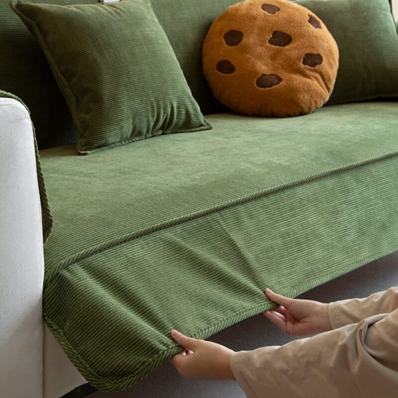 Chic Corduroy Furniture Protector Anti-slip Couch Cover