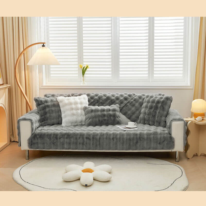 Cozy Plush Solid Colour Non-slip Couch Cover