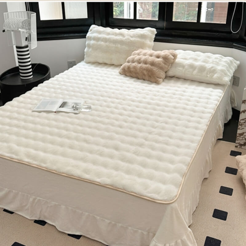 Deluxe Faux Rabbit Fur Anti-Slip Mattress Cover