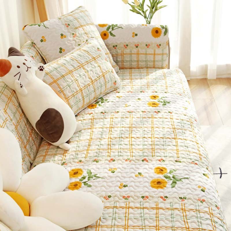 Printed Pure Cotton Anti-scratch Furniture Protector Couch Cover