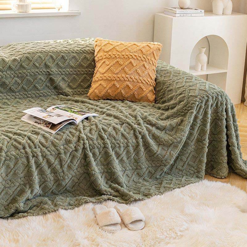 Solid Colour Fleece Furniture Protector Couch Cover