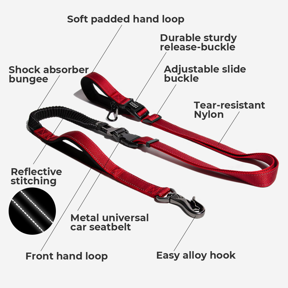 Multifunction Hands Free Dog Lead With Safety Seat Belt